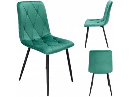 Zamatová jedálenská stolička PIADO zelená