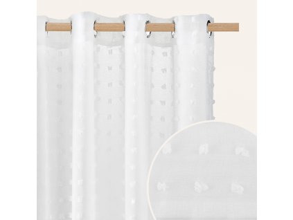 Záclona CASABLANCA s uchytením na dekoračné kolieska v bielej farbe