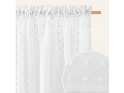 Záclona CASABLANCA s uchytením na riasiacu pásku v bielej farbe