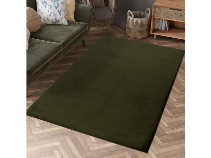 Kožušinový koberec Topia tmavo zelený