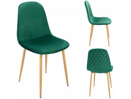 Zamatová jedálenská stolička VIGO zelená