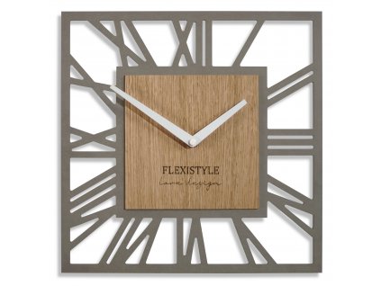 Moderné drevené hodiny EKO Loft Piccolo Square sivé + dub