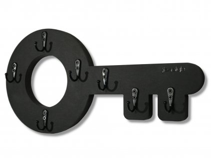 Drevený vešiak na kľúče RETRO Kľúč čierny