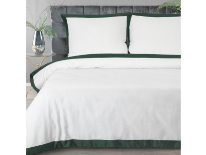 Exkluzívne posteľné obliečky LAURA - biele so zeleným lémom