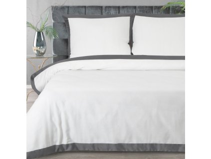Exkluzívne posteľné obliečky LAURA - biele s tmavosivým lémom