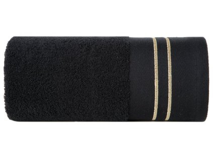 Bavlnený uterák OLIVIA so zlatou výšivkou - čierny