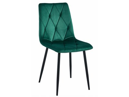 Zamatová jedálenská stolička LIBRA - tmavo zelená