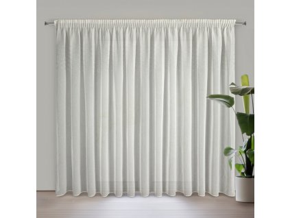 Hotová etamínová záclona KLEO zdobená lesklými kryštálmi 350x260cm biela