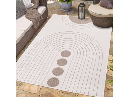 Obojstranný koberec na terasu DuoRug 5739 béžový