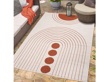 Obojstranný koberec na terasu DuoRug 5739 tehlový