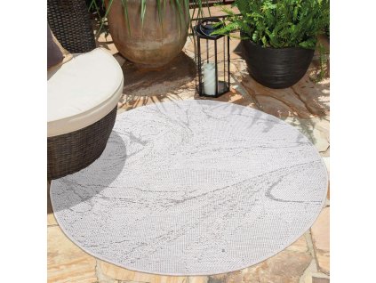 Okrúhly obojstranný koberec na tersu DuoRug 5733 sivý