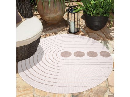 Okrúhly obojstranný koberec na tersu DuoRug 5739 béžový