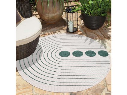 Okrúhly obojstranný koberec na tersu DuoRug 5739 zelený