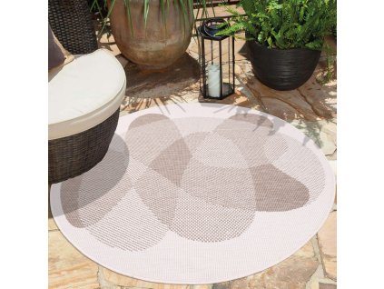 Okrúhly obojstranný koberec na tersu DuoRug 5835 béžový