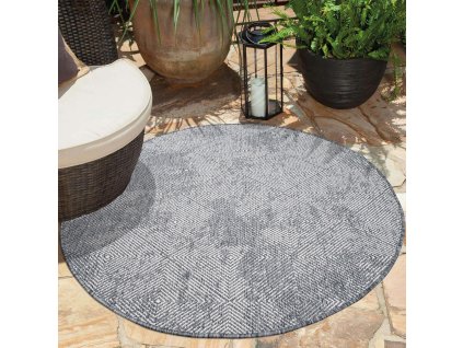 Okrúhly obojstranný koberec na tersu DuoRug 5845 sivý