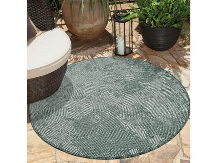 Okrúhly obojstranný koberec na tersu DuoRug 5845 zelený