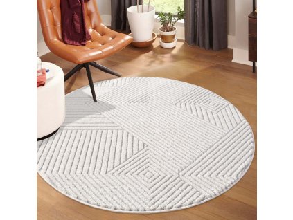 Moderný okrúhly koberec LOUNGE 0632 sivý