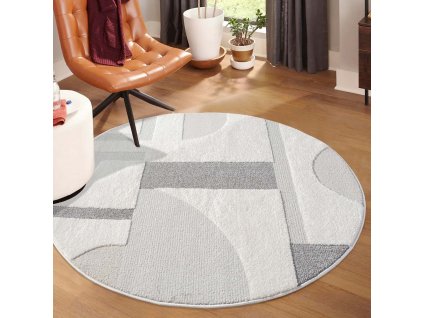 Moderný okrúhly koberec LOUNGE 9992 sivý