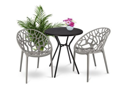 Balkónové sedenie ALBERO sivé 2x stolička + 1x stôl