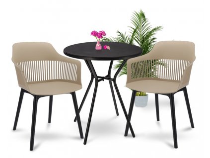 Balkónový set CORNIDO béžový 2x stolička + 1x stôl
