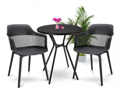 Balkónový set CORNIDO čierny 2x stolička + 1x stôl