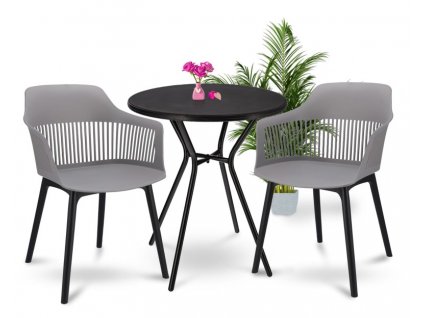 Balkónový set CORNIDO sivý 2x stolička + 1x stôl