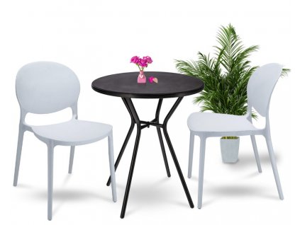 Balkónové sedenie JUSTIN biele 2x stolička + 1x stôl