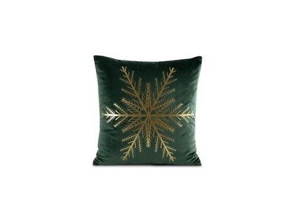 Vianočná zamatová obliečka na vankúš JOY3 v zelenej farbe