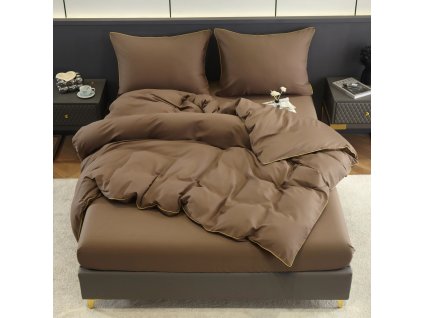 Elegantné posteľné obliečky s lemovkou PGW 05 v hnedej farbe 5