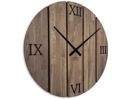 Drevené hodiny na stenu Solid OAK hnedé 80cm