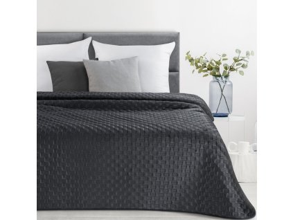 Zamatový prehoz na posteľ SOFIA 4 v čiernej farbe