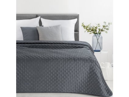 Zamatový prehoz na posteľ SOFIA 4 v grafitovej farbe
