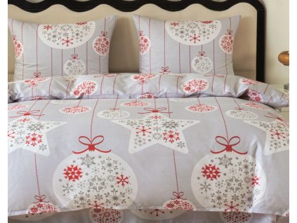 Vianočné posteľné obliečky SIVÉ OZDOBY PGJ 19