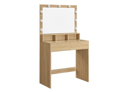 Toaletný stolík so zrkadlom a LED žiarovkami Dub sonoma - RDT120T11