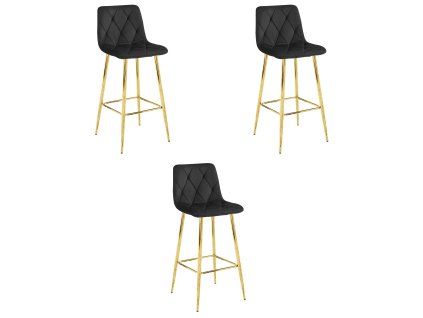 Sada 3 barových stoličiek NADO - čierne / zlaté nohy