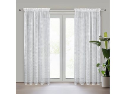 Hotová záclona ALAYA na riasiacej páske v bielej farbe