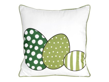 Veľkonočná obliečka na vankúš SPRING 3 zdobená potlačou kraslíc - biela