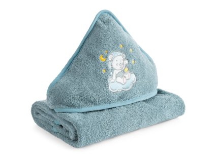 Detský uterák s kapucňou MACKO 100 x 100 cm - modrý