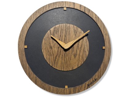 Drevené hodiny na stenu Oak Flow - hnedé 30cm
