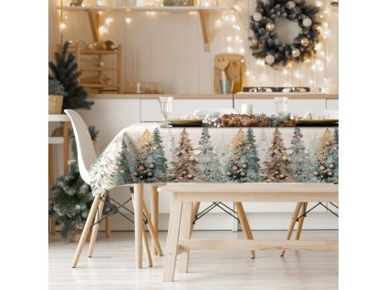 Vianočný gobelínový obrus na stôl LES 140 x 180 cm