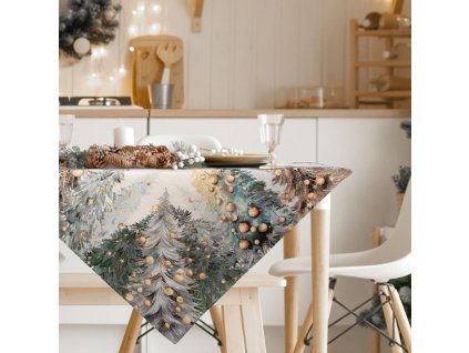 Vianočný gobelínový obrus na stôl LES 100 x 100 cm