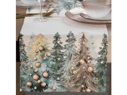Vianočný gobelínový behúň na stôl LES 40 x 100