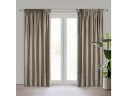 Dekoračný záves VANI so ženilkovou štruktúrou na riasiacej páske v cappuccino farbe