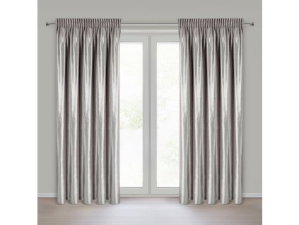 Lesklý zamatový záves CAMERON na riasiacej páske v béžovej farbe