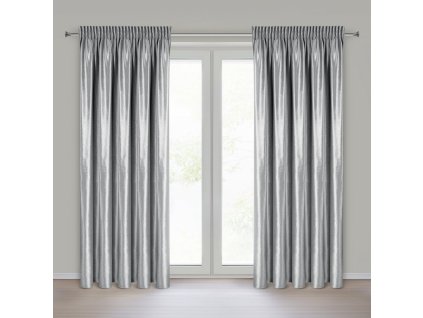 Lesklý zamatový záves CAMERON na riasiacej páske v striebornej farbe
