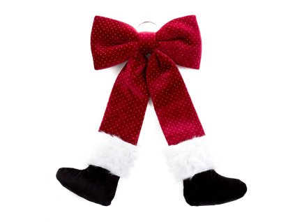 Vianočná ozdoba s mašľou a čižmami 32 x 52 cm - dekoračná závesná ozdoba na dvere alebo stenu