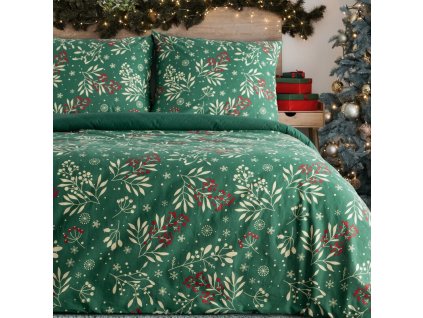 Vianočné bavlnené posteľné obliečky CRISTIAN v zelenej farbe