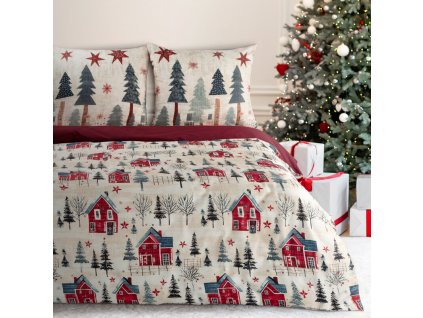 Vianočné posteľné obliečky z bavlneného saténu ASHER