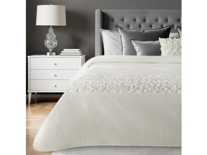 Luxusný prehoz na posteľ s ROSES aplikáciou ruží - krémový