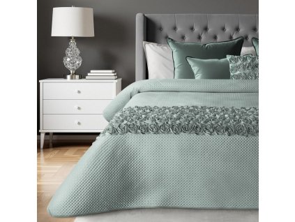 Luxusný prehoz na posteľ s ROSES aplikáciou ruží - mätový